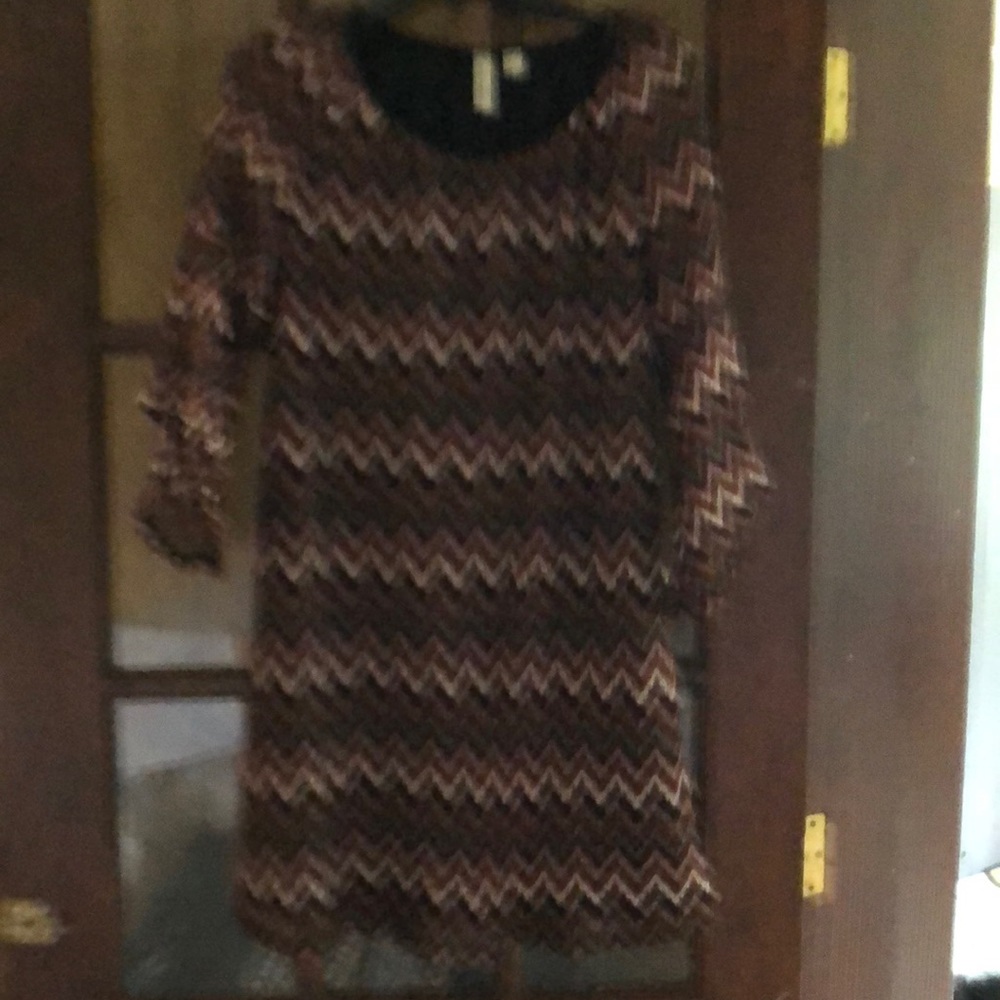 Tacera Dress Brown, Cream and Black Pattern size L